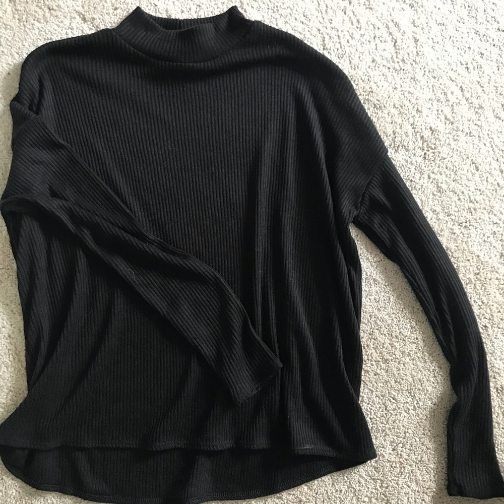 Long sleeve, crop high neck shirt